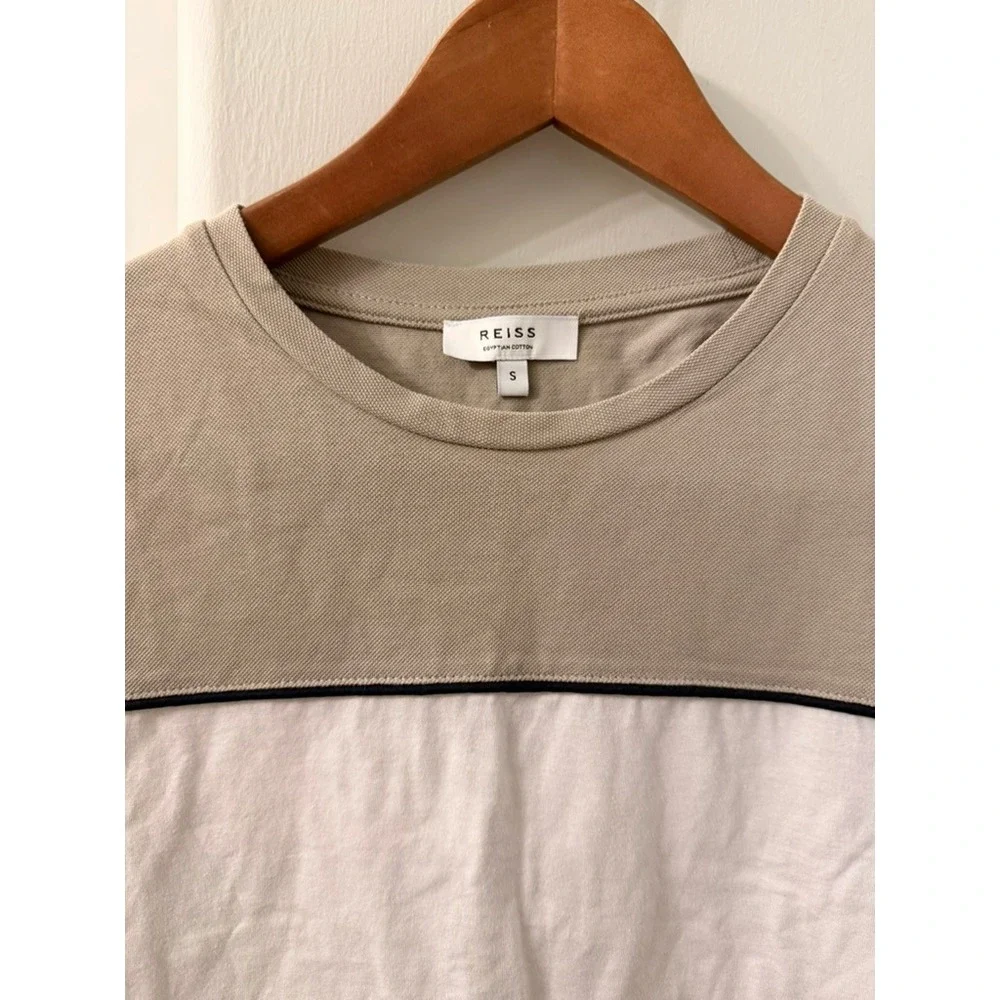 Reiss Colorblock T-Shirt Mens Small Tan White